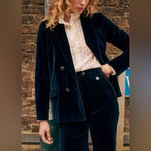 SEZANE Florentino navy velvet trouser pants‎ size 34 / 2